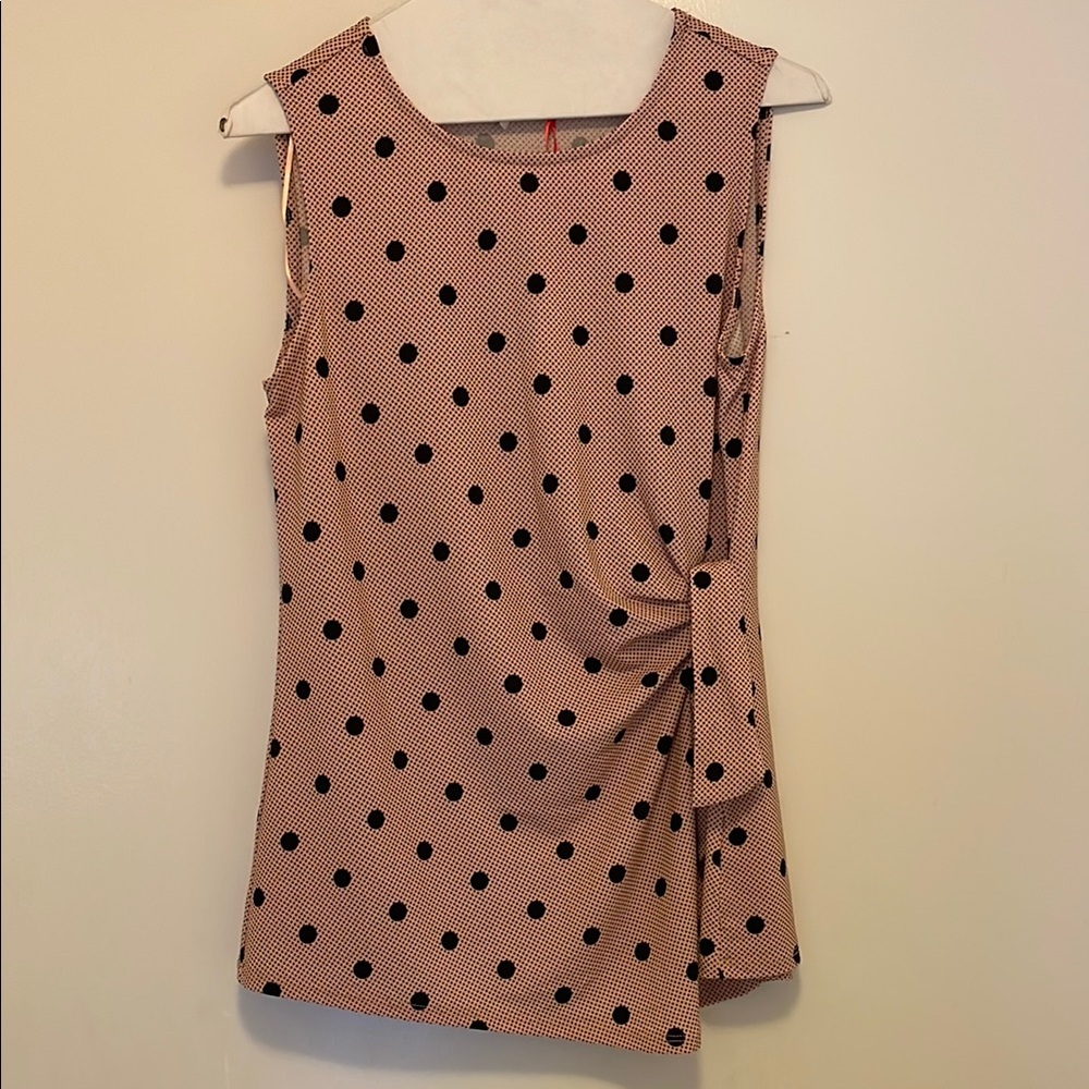 Polka Dot Sleeveless Top - Pink and Black